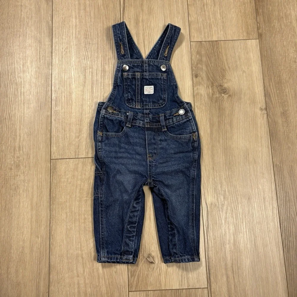 Old Navy Workwear Denim Bib Overalls Baby Youth 6-12 Months